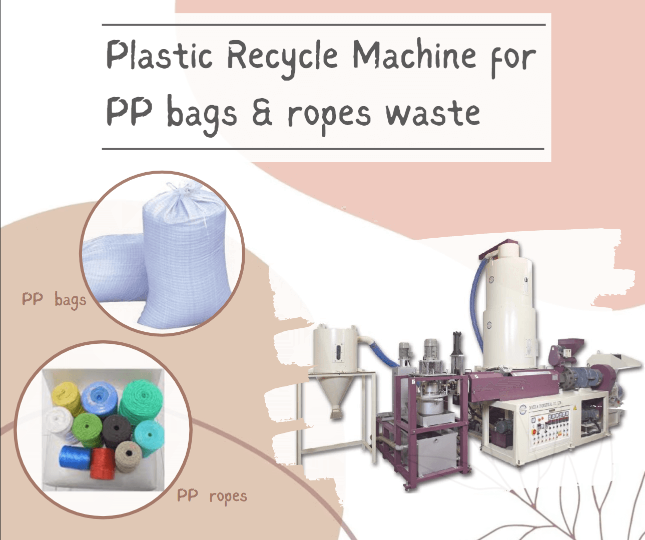 Plastic Recycling Machine for PP Bags & Ropes Waste