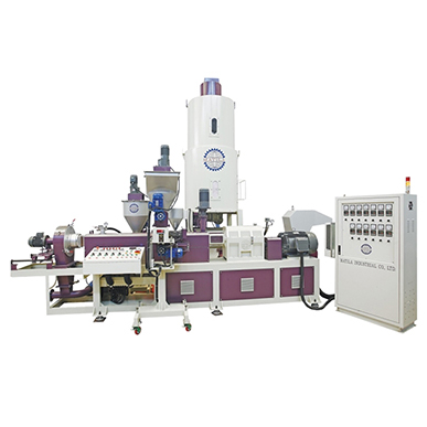 Co-Rotary Twin Screw Extrusion Line for PE Film recycle + CaCo3 Compounding